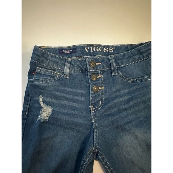 Vigoss Girl's Distressed Skinny Jeans Blue Size 10 Medium Wash - Picture 3 of 5